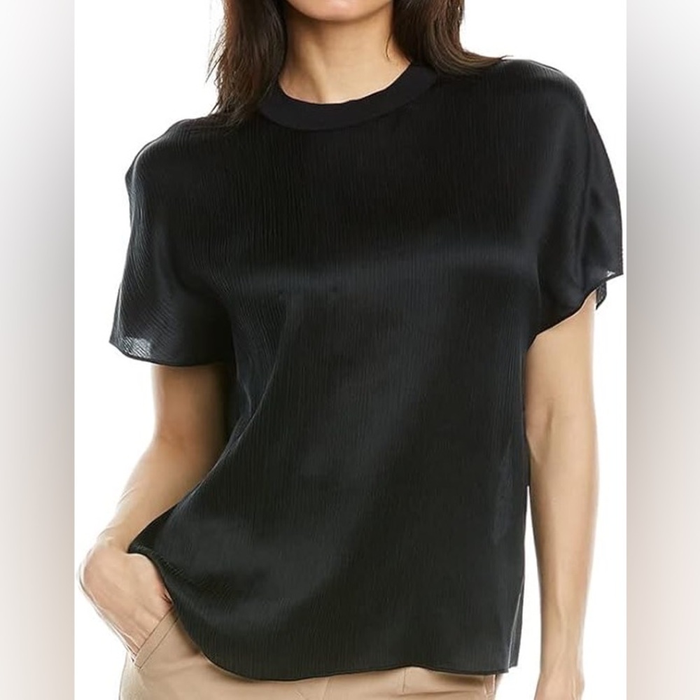 NWT Vince silk pleated black blouse size small